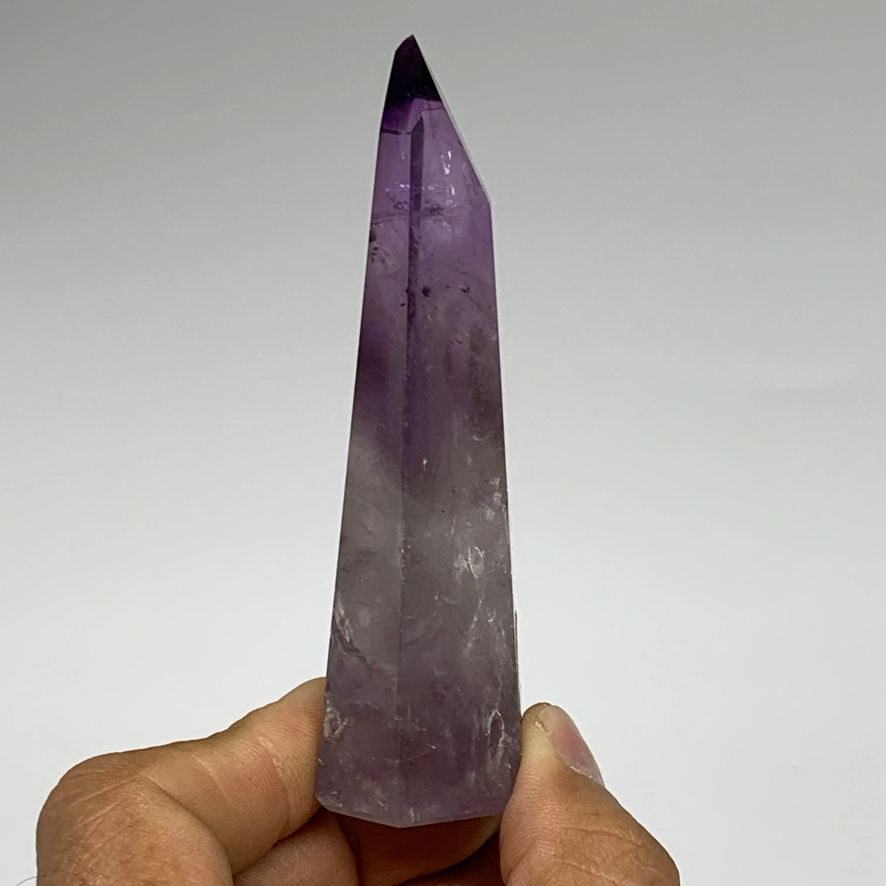 105.7g, 3.7"x1.5"x0.9", Natural Amethyst Tower Point Obelisk @Brazil, B32336