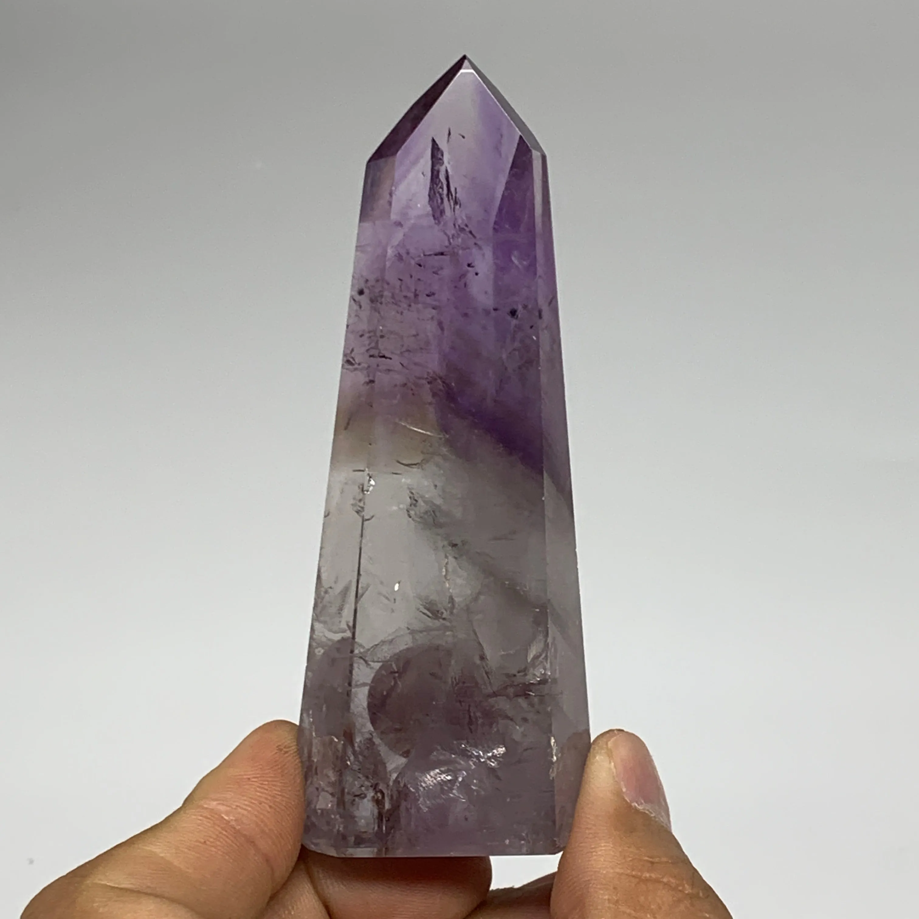 105.7g, 3.7"x1.5"x0.9", Natural Amethyst Tower Point Obelisk @Brazil, B32336