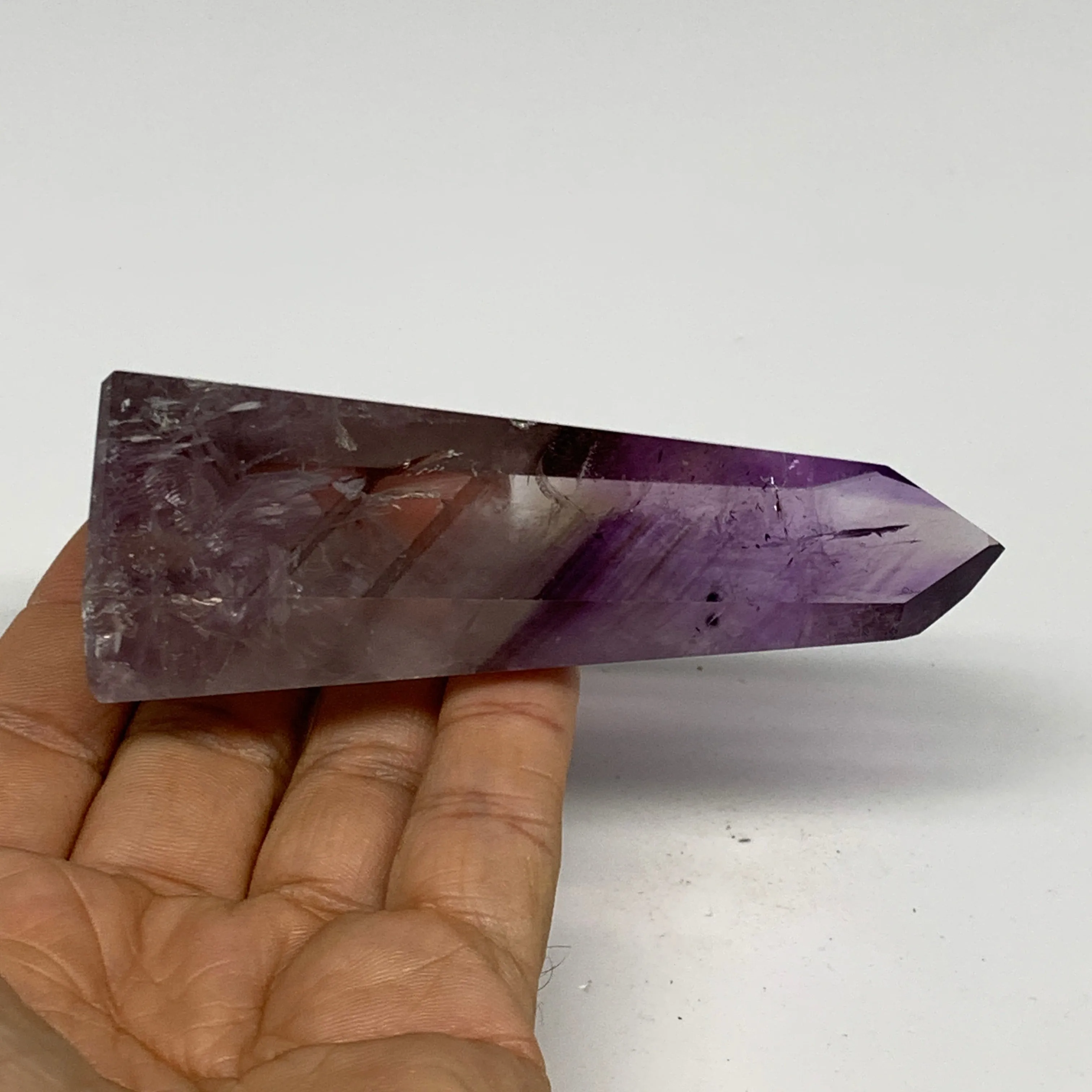 105.7g, 3.7"x1.5"x0.9", Natural Amethyst Tower Point Obelisk @Brazil, B32336