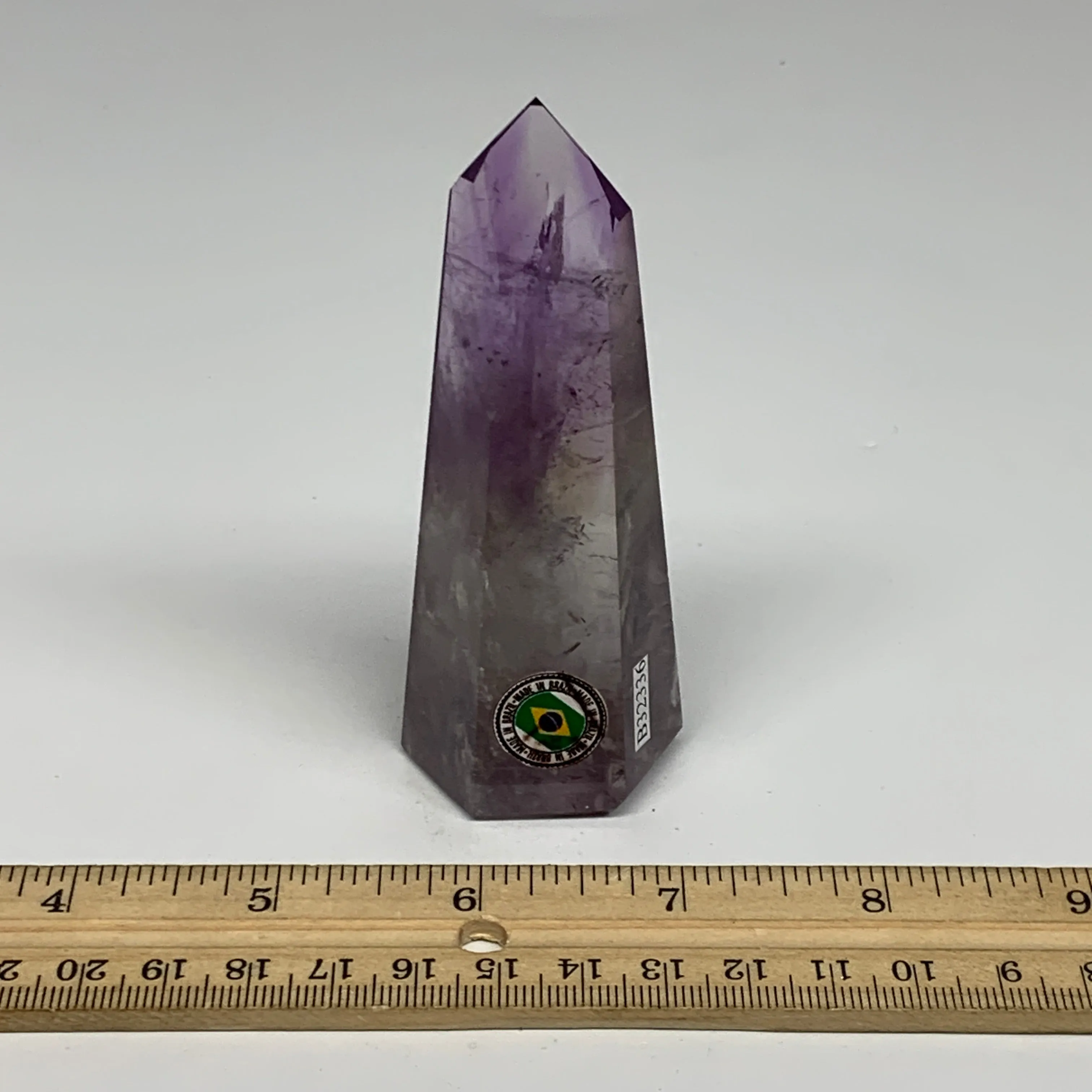 105.7g, 3.7"x1.5"x0.9", Natural Amethyst Tower Point Obelisk @Brazil, B32336