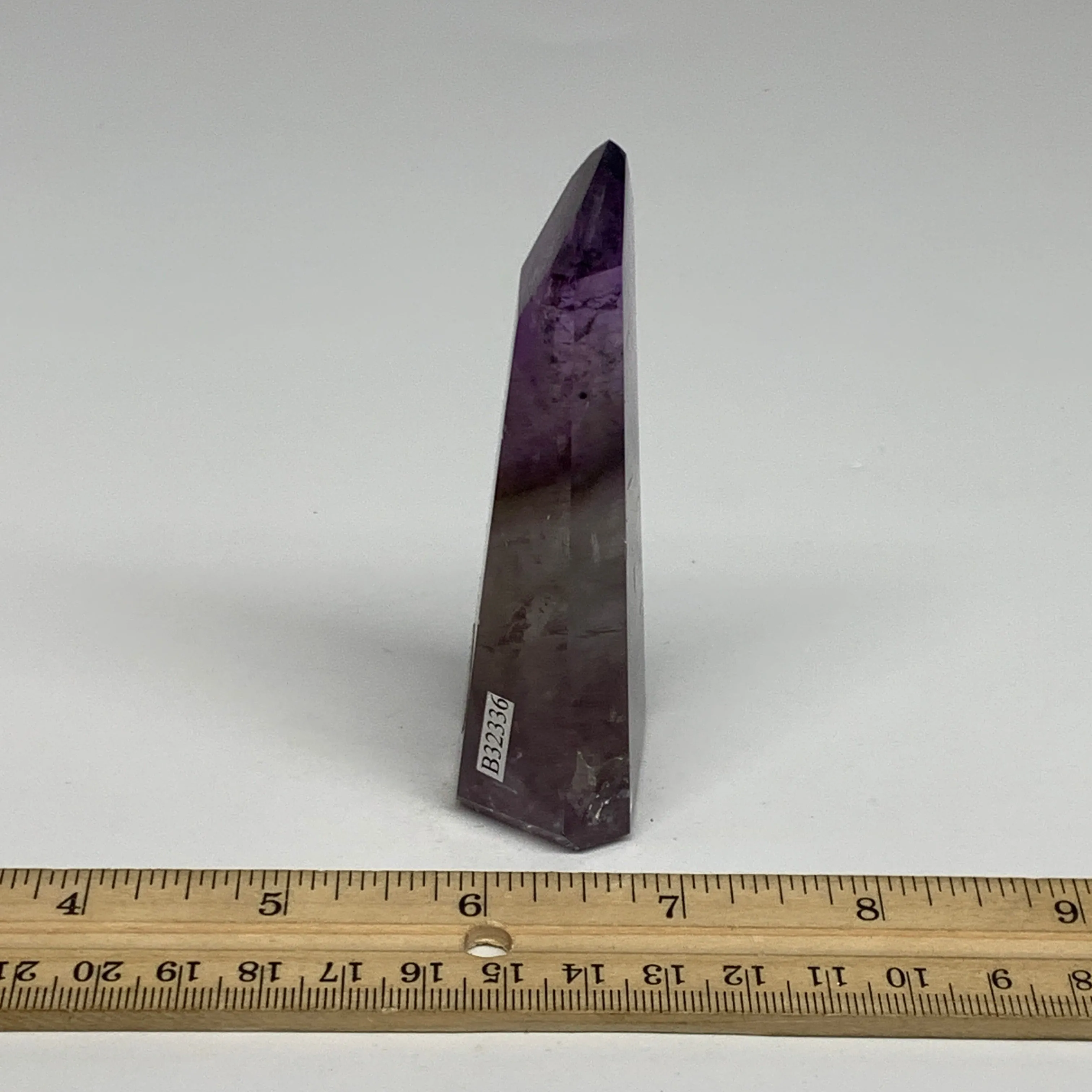 105.7g, 3.7"x1.5"x0.9", Natural Amethyst Tower Point Obelisk @Brazil, B32336