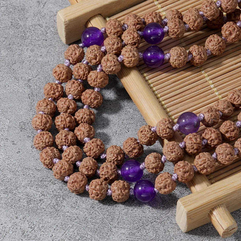 108 Rudraksha Beaded Knotted Necklace