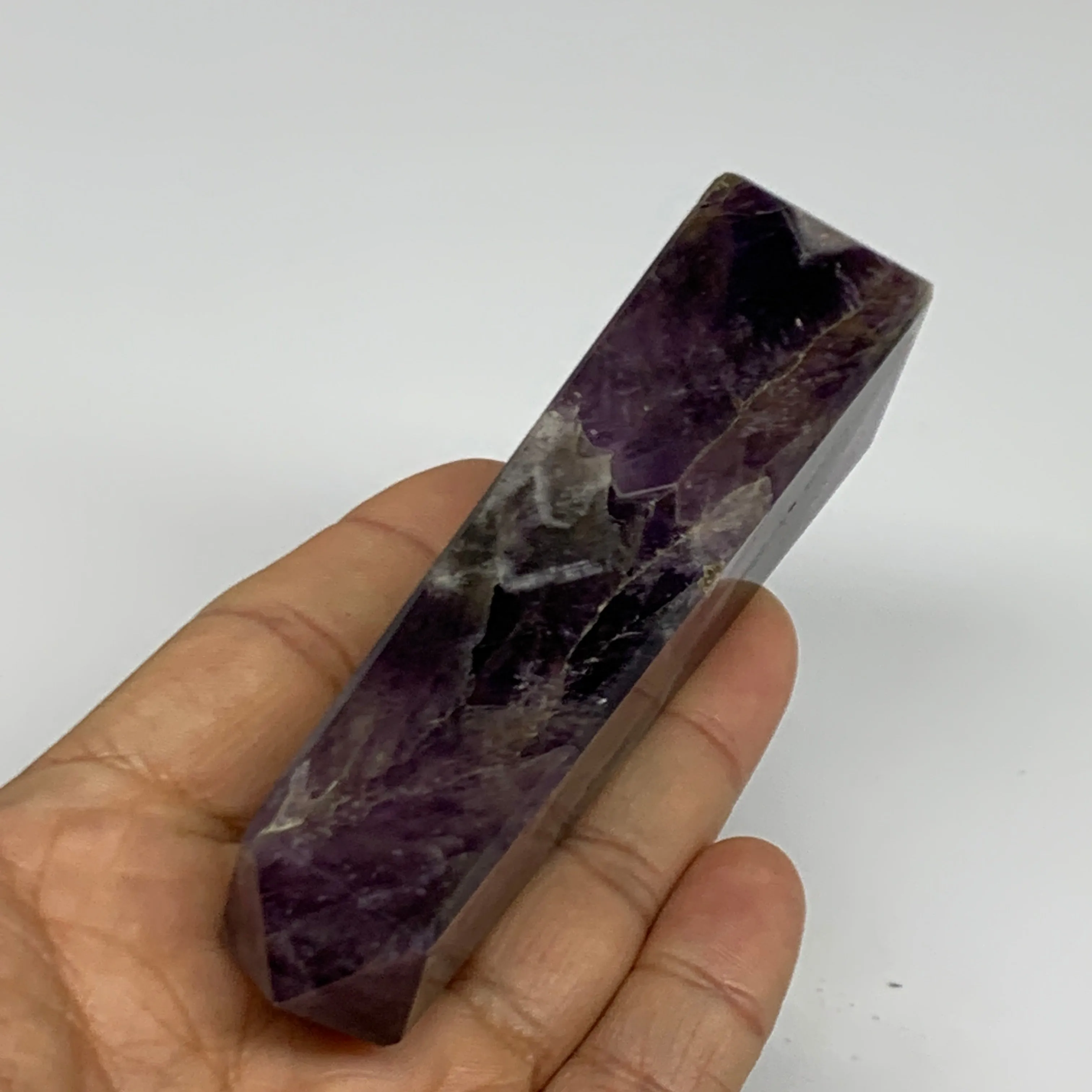 140.3g, 4.3"x1", Natural Amethyst Tower Point Obelisk @Brazil, B31521