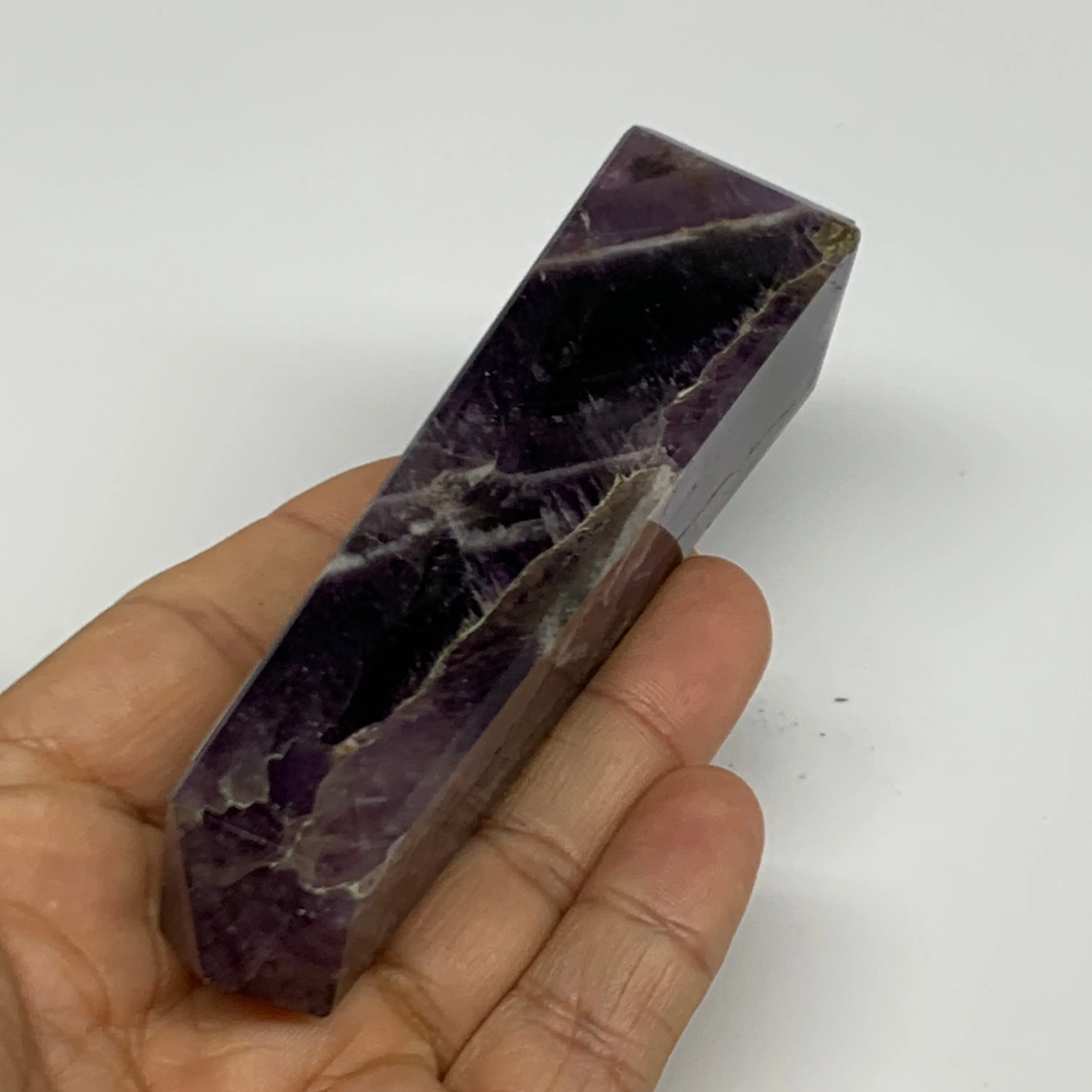 140.3g, 4.3"x1", Natural Amethyst Tower Point Obelisk @Brazil, B31521