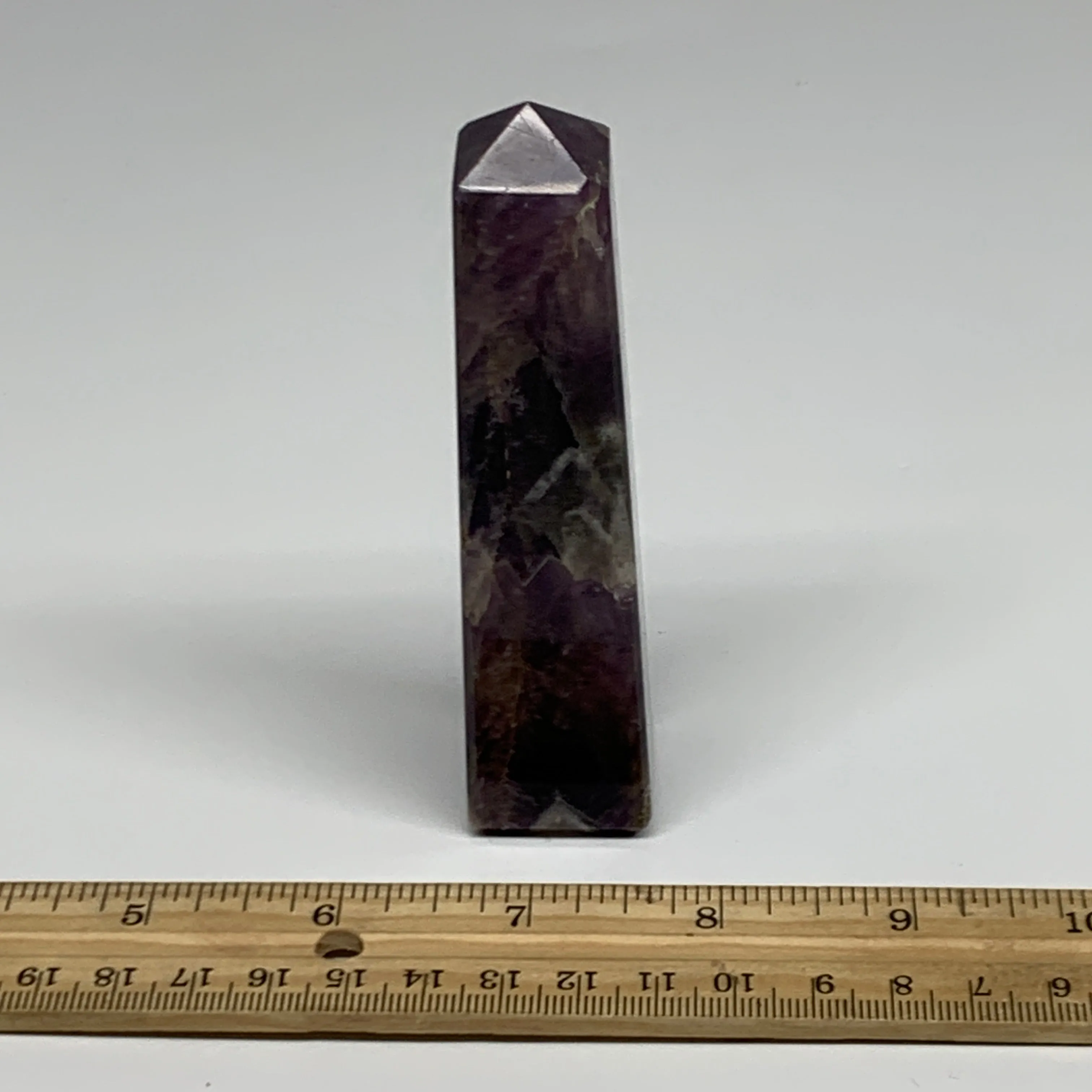 140.3g, 4.3"x1", Natural Amethyst Tower Point Obelisk @Brazil, B31521