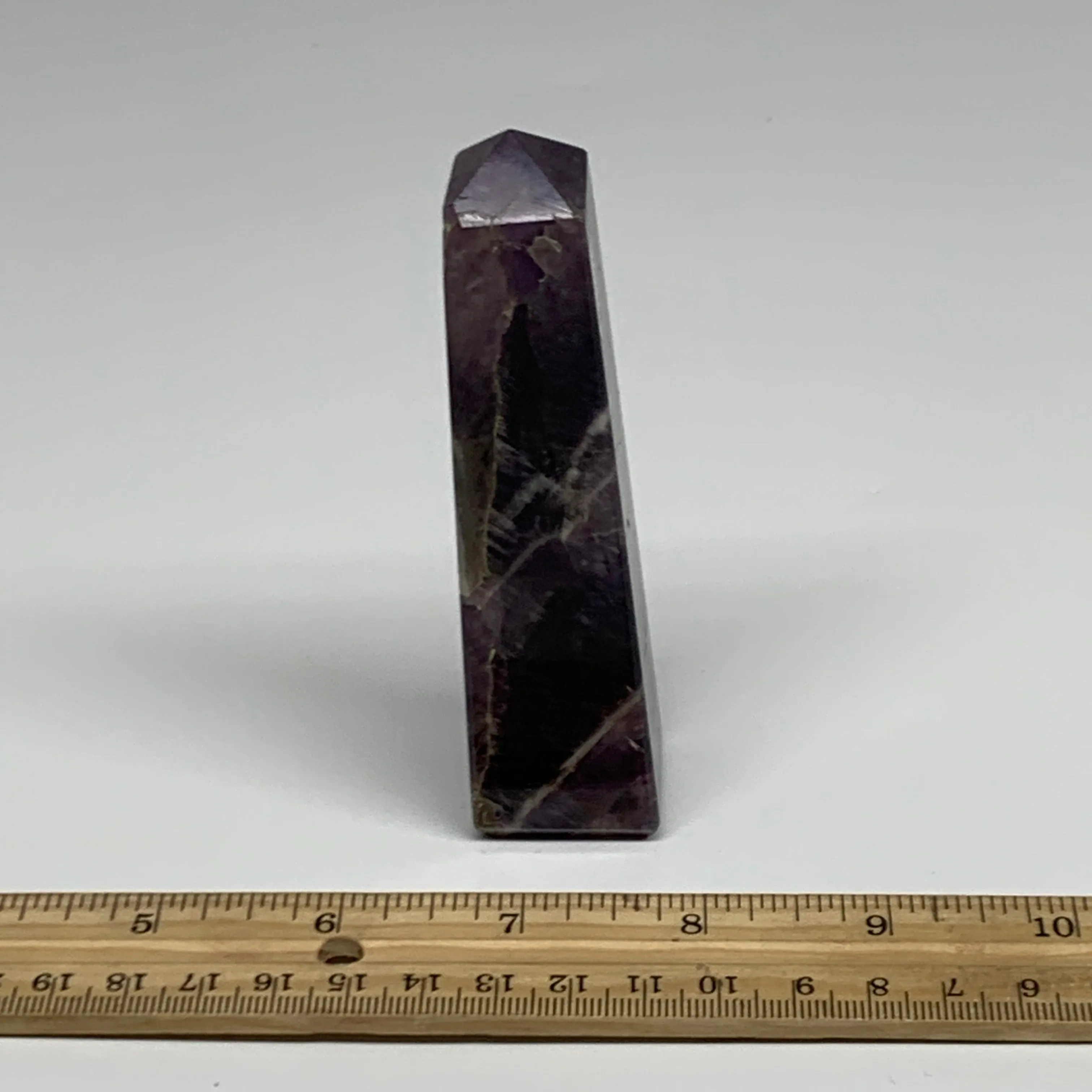 140.3g, 4.3"x1", Natural Amethyst Tower Point Obelisk @Brazil, B31521