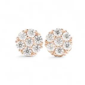 14k Rose Gold Lab Diamond Cluster Earrings 1.71 ctw