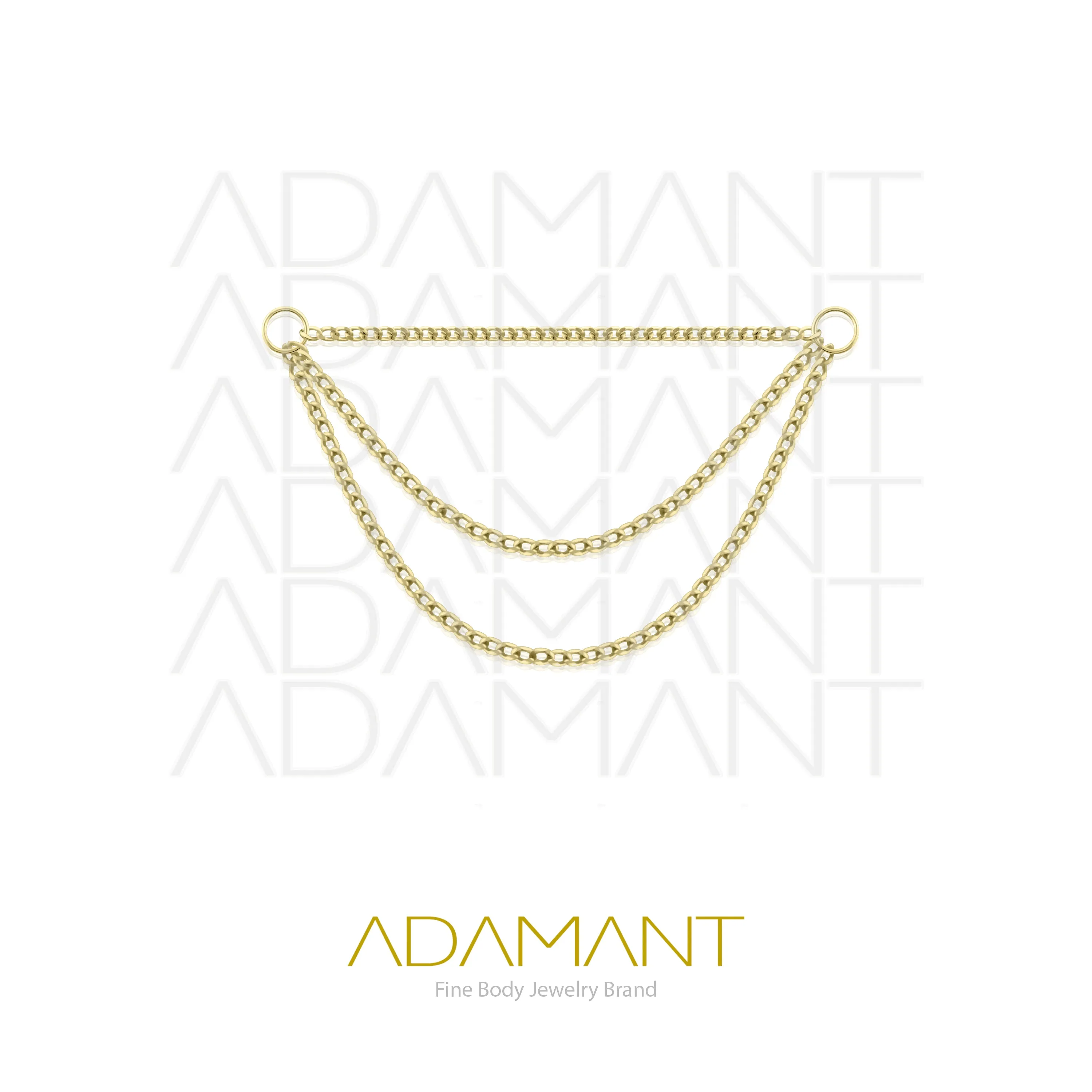 14K Solid Gold Chain, Nickel Free Triple Figaro, Hanging Chain