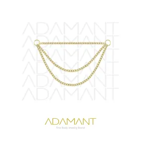 14K Solid Gold Chain, Nickel Free Triple Figaro, Hanging Chain