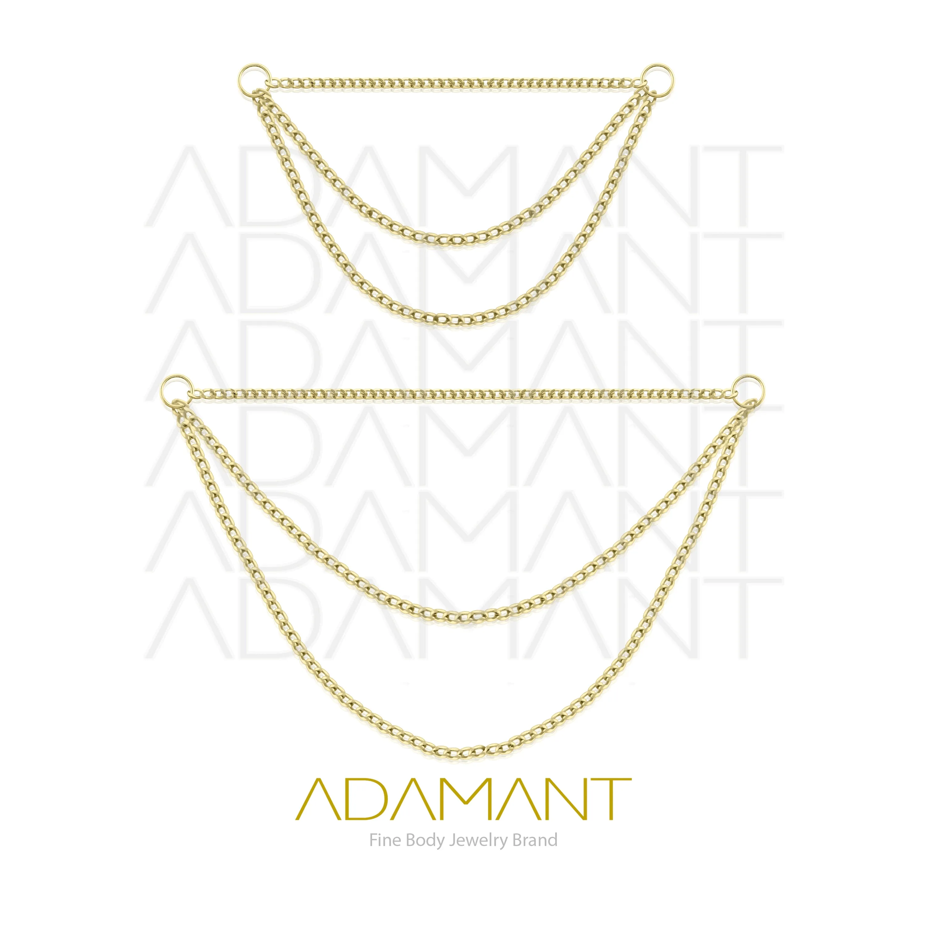 14K Solid Gold Chain, Nickel Free Triple Figaro, Hanging Chain