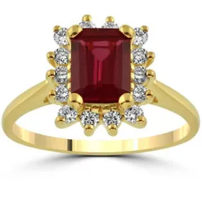 14K Solid Yellow Gold Womens Diamond Ruby Ring 0.50 Ctw