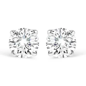 14K White Gold 3/8 Cttw Round Brilliant-Cut Near Colorless Diamond Classic 4-Prong Stud Earrings