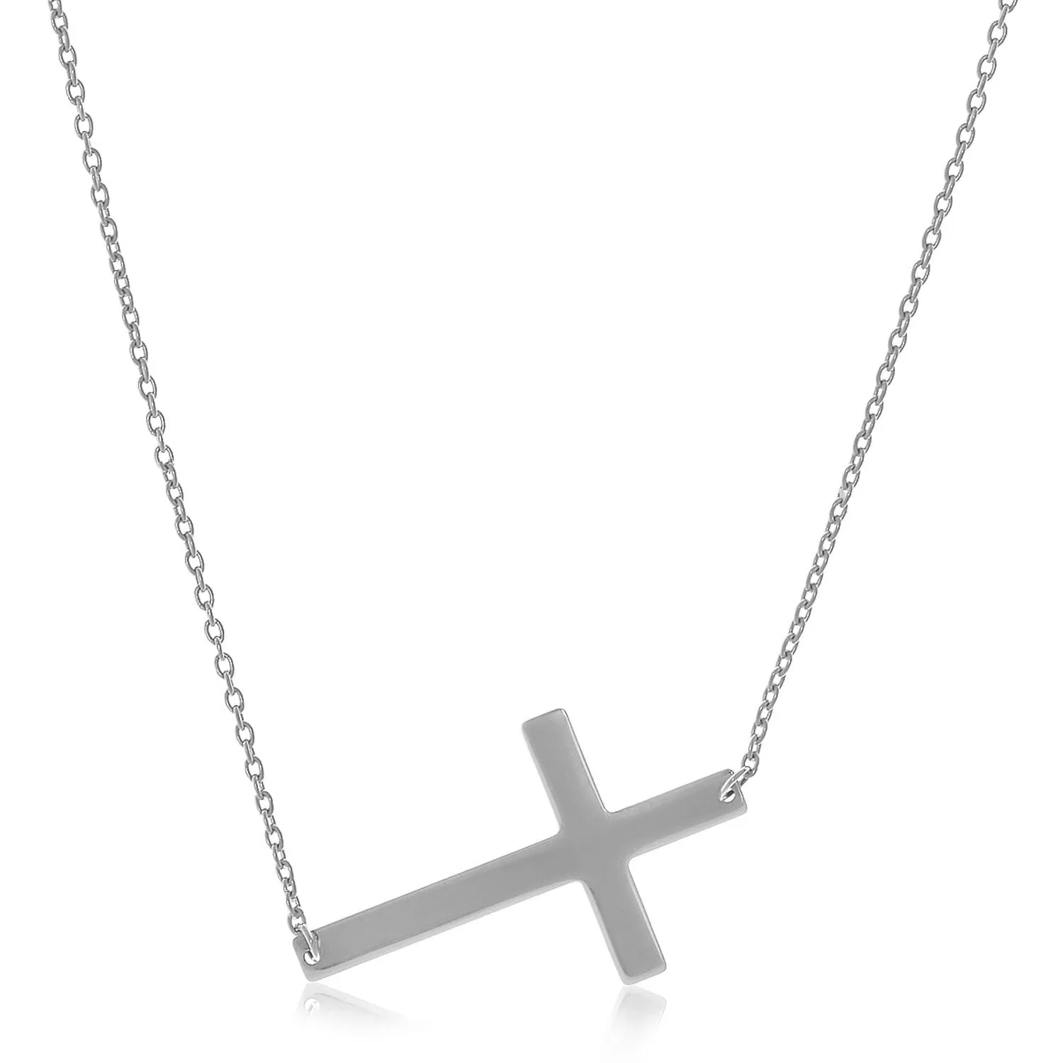 14k White Gold Plain Cross Motif Necklacerx66938-18-rx66938-18