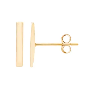 14k Yellow Gold 1x7mm Dainty Bar Stud Earrings, with Pushback, Women’s, Unisex
