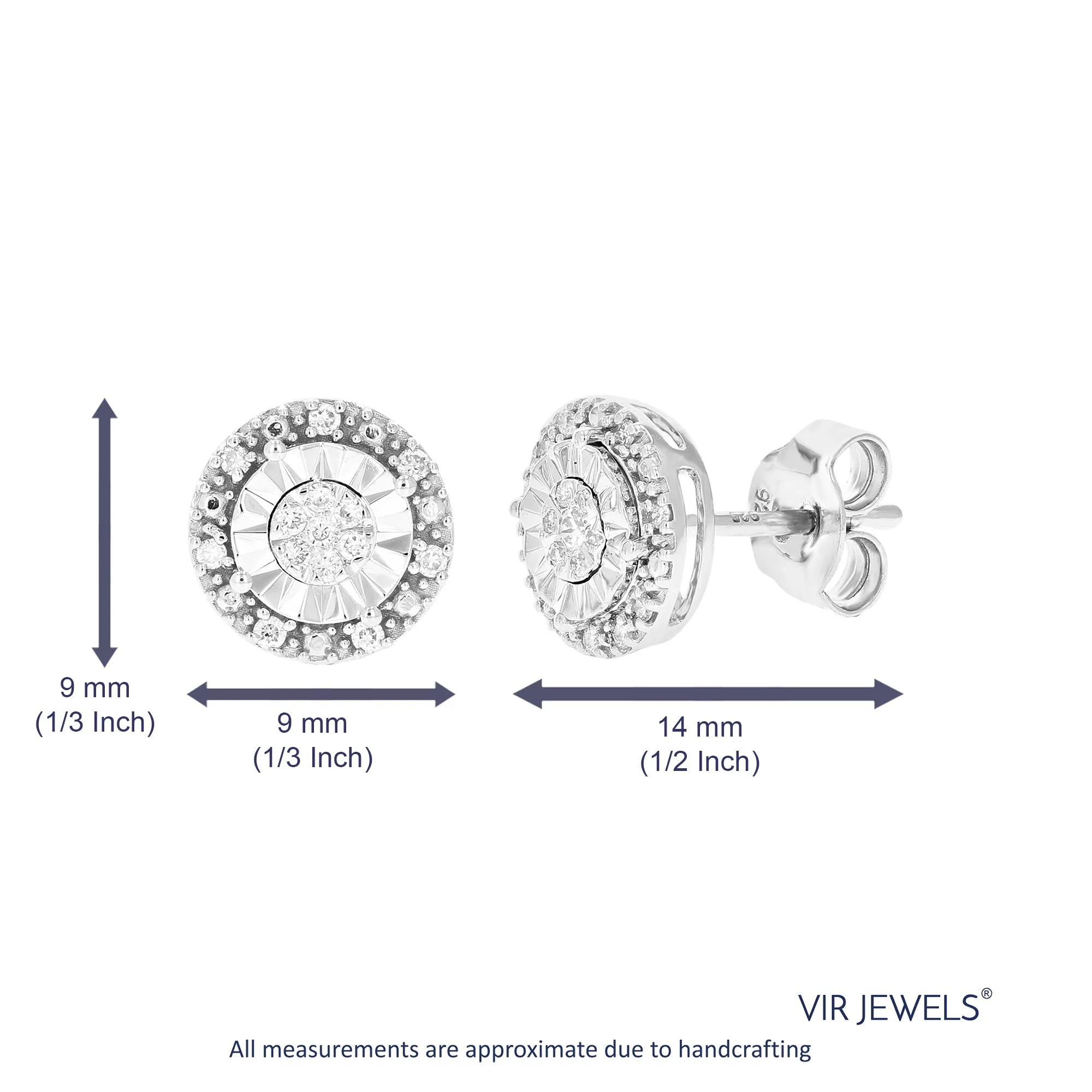 1/5 cttw 28 Stones Round Lab Grown Diamond Studs Earrings .925 Sterling Silver prong Set Round Shape
