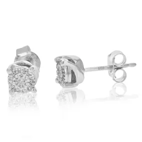 1/8 cttw Round Cut Lab Grown Diamonds Stud Earrings .925 Sterling Silver Prong Setting