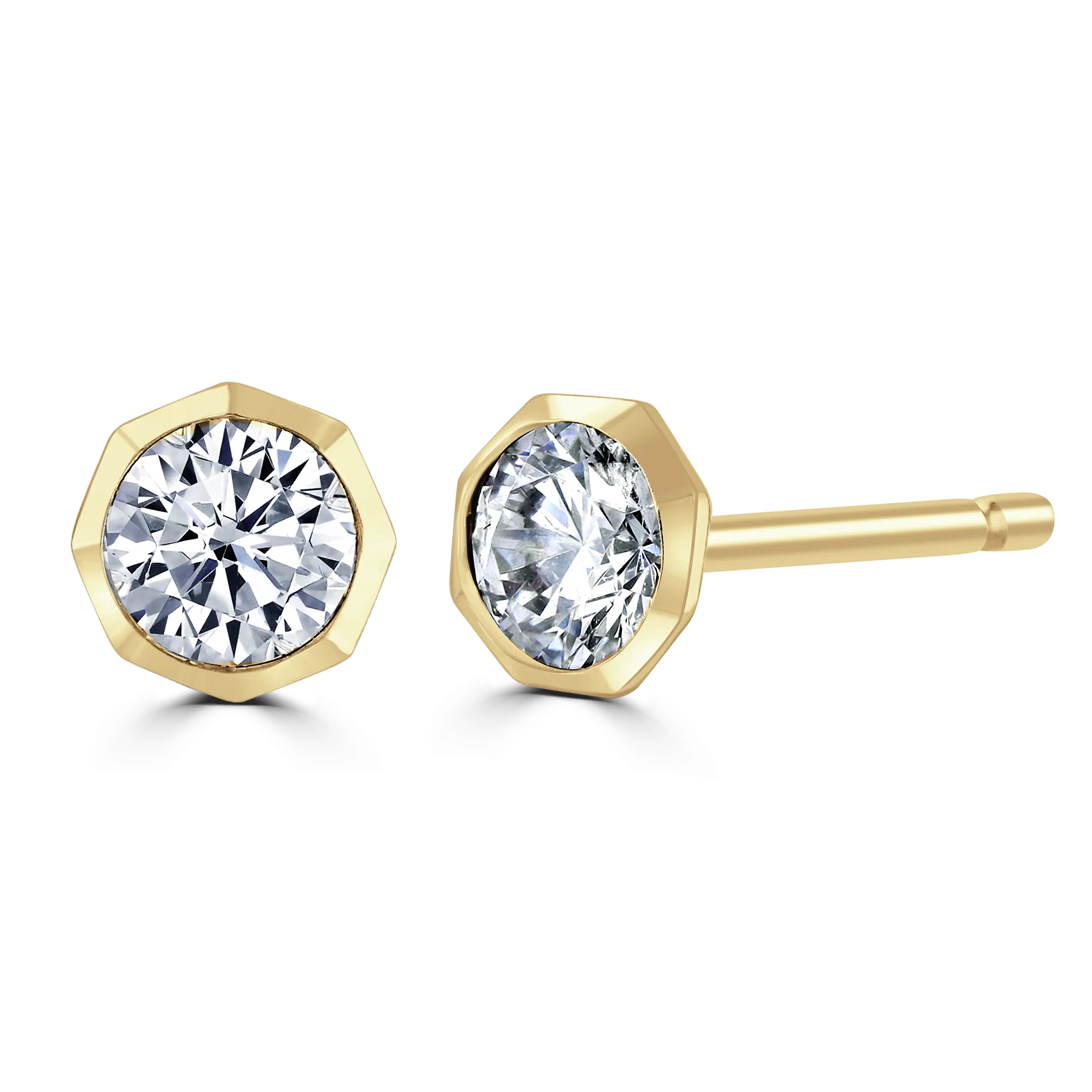 18ct Yellow Gold 0.50ct Lab Grown Diamond Solitaire Octagonal Stud Earrings