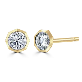 18ct Yellow Gold 0.50ct Lab Grown Diamond Solitaire Octagonal Stud Earrings