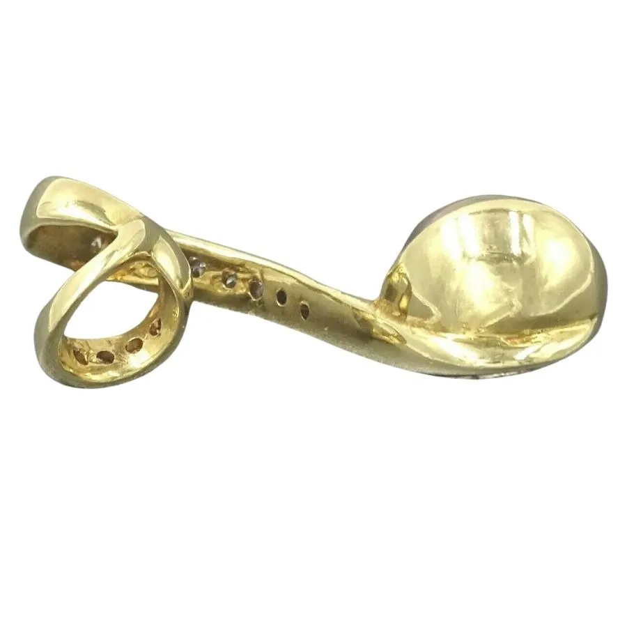 18ct Yellow Gold Black Pearl & Diamond Pendant