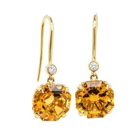 18ct Yellow Gold Citrine & Diamond Drop Octavia Earrings