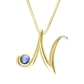 18ct Yellow Gold Moonstone Love Letters Initial N Necklace