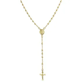 18K Gold Plated Virgin Mary Rosary Necklace for Teens with Crucifix Charm