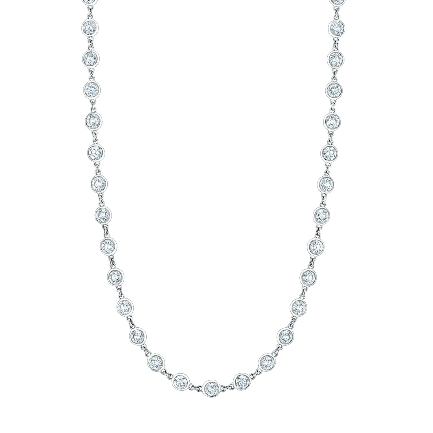 18K White Gold 16" Diamond Bezel Necklace, 10.45ct G-H, SI1-SI2