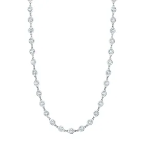 18K White Gold 16" Diamond Bezel Necklace, 10.45ct G-H, SI1-SI2