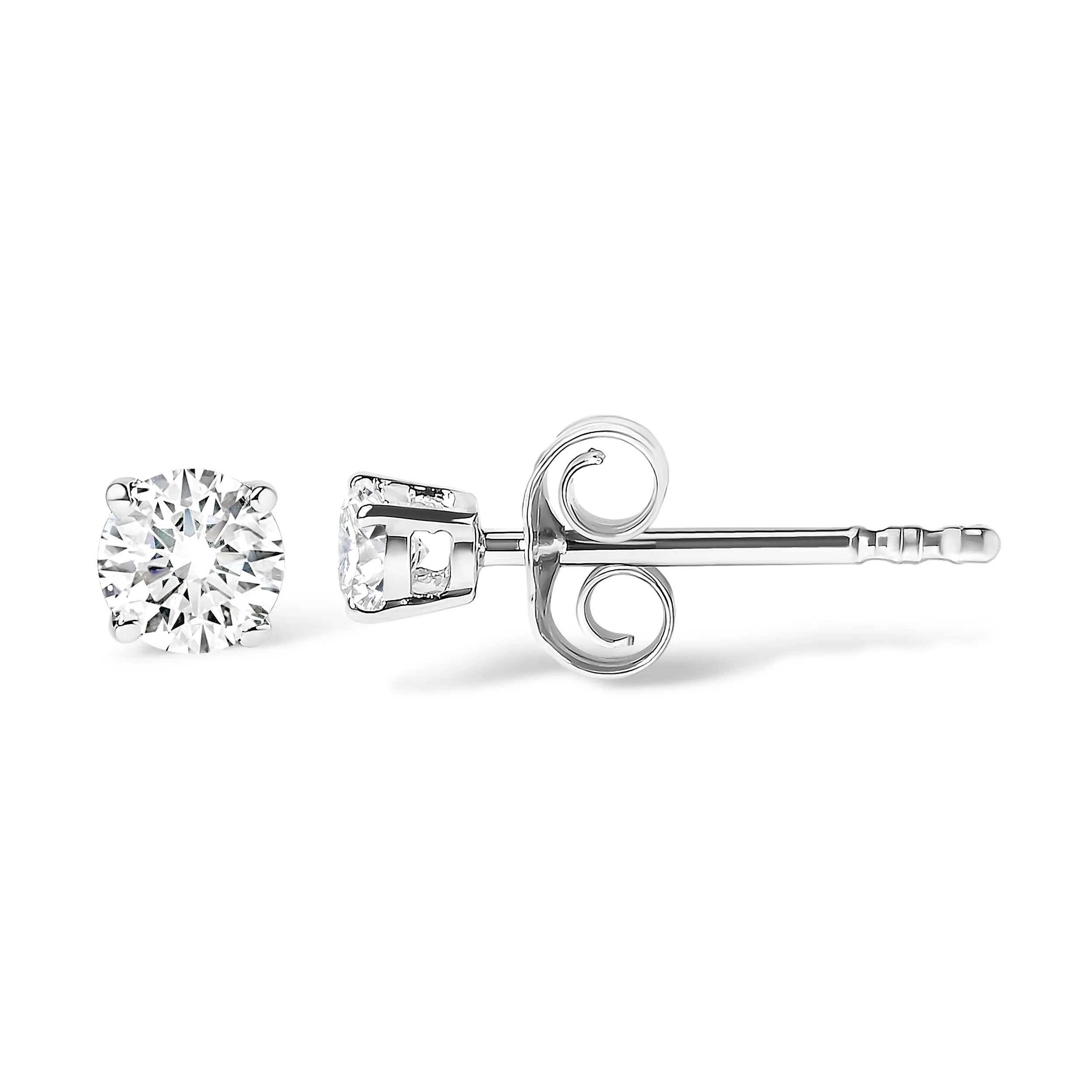 18K White Gold 3/8 Cttw Round Brilliant-Cut Near Colorless Diamond Classic 4-Prong Stud Earrings