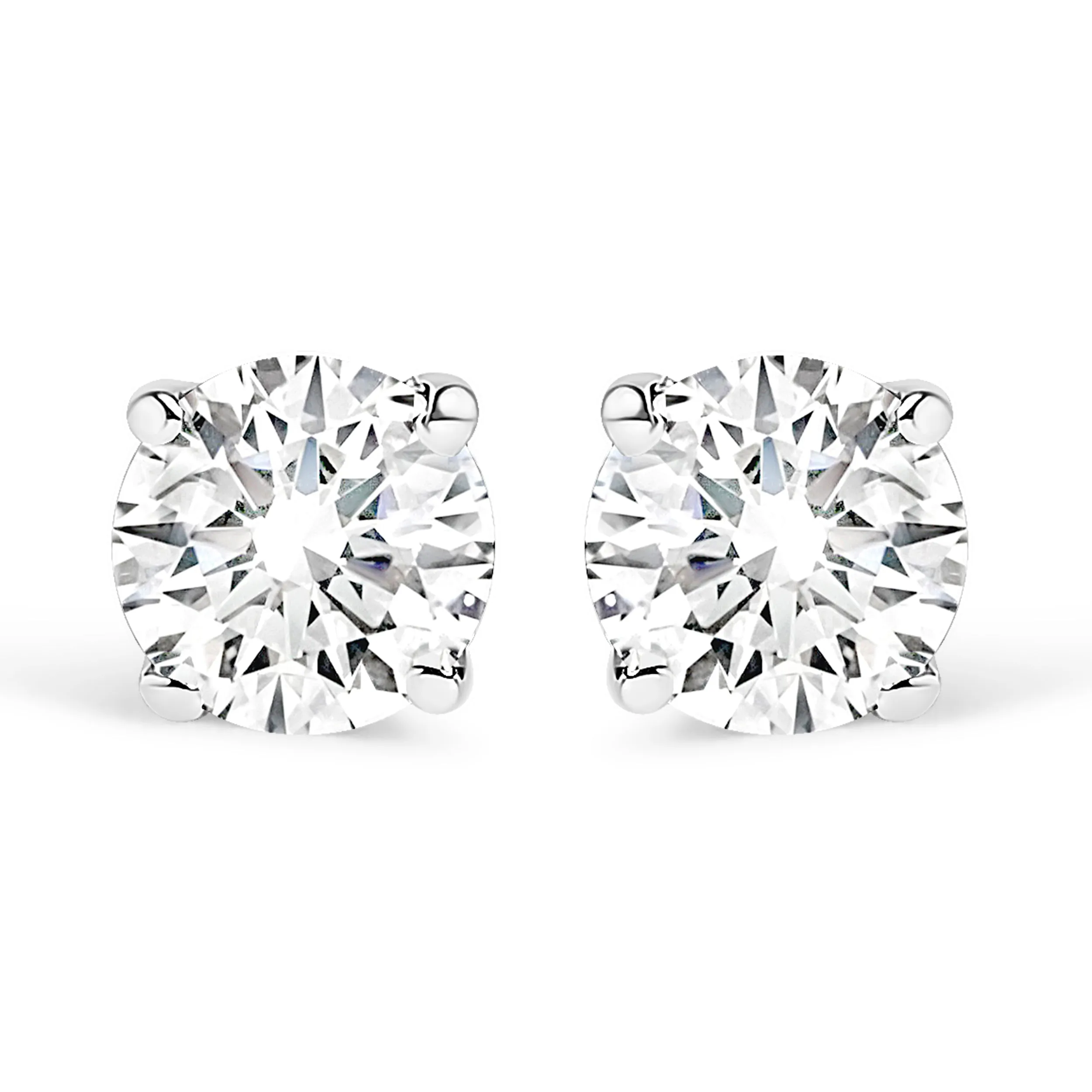 18K White Gold 3/8 Cttw Round Brilliant-Cut Near Colorless Diamond Classic 4-Prong Stud Earrings