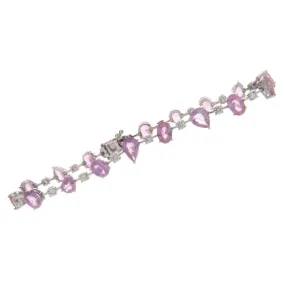 18k White Gold Pink & Blue Sapphire Bracelet