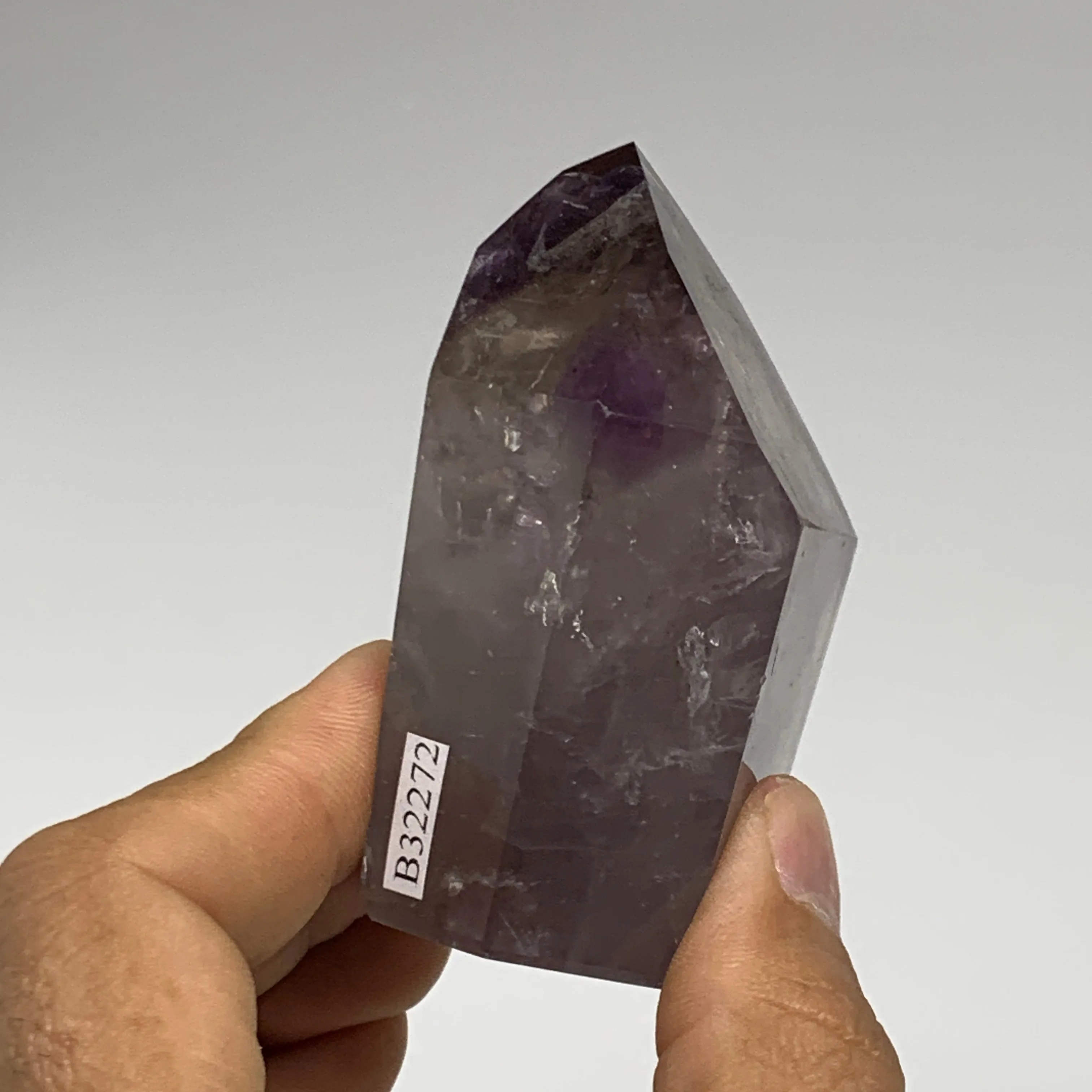 194.3g, 2.8"x2.1"x1.4", Natural Amethyst Tower Point Obelisk @Brazil, B32272
