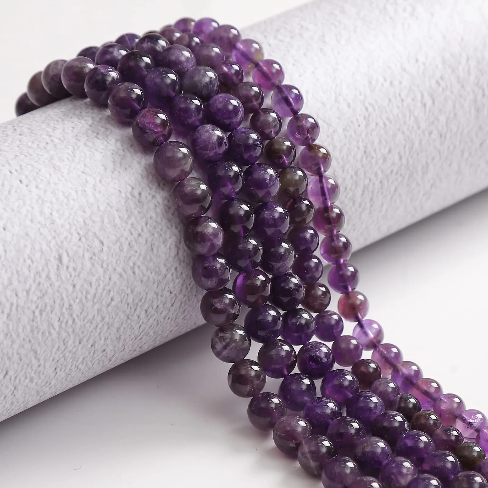 45pcs 8mm Natural Stone Beads Amethyst Beads Energy Crystal Healing Power Gemstone for Jewelry Making, DIY Bracelet Necklace