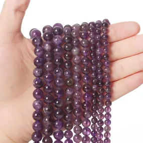 45pcs 8mm Natural Stone Beads Amethyst Beads Energy Crystal Healing Power Gemstone for Jewelry Making, DIY Bracelet Necklace