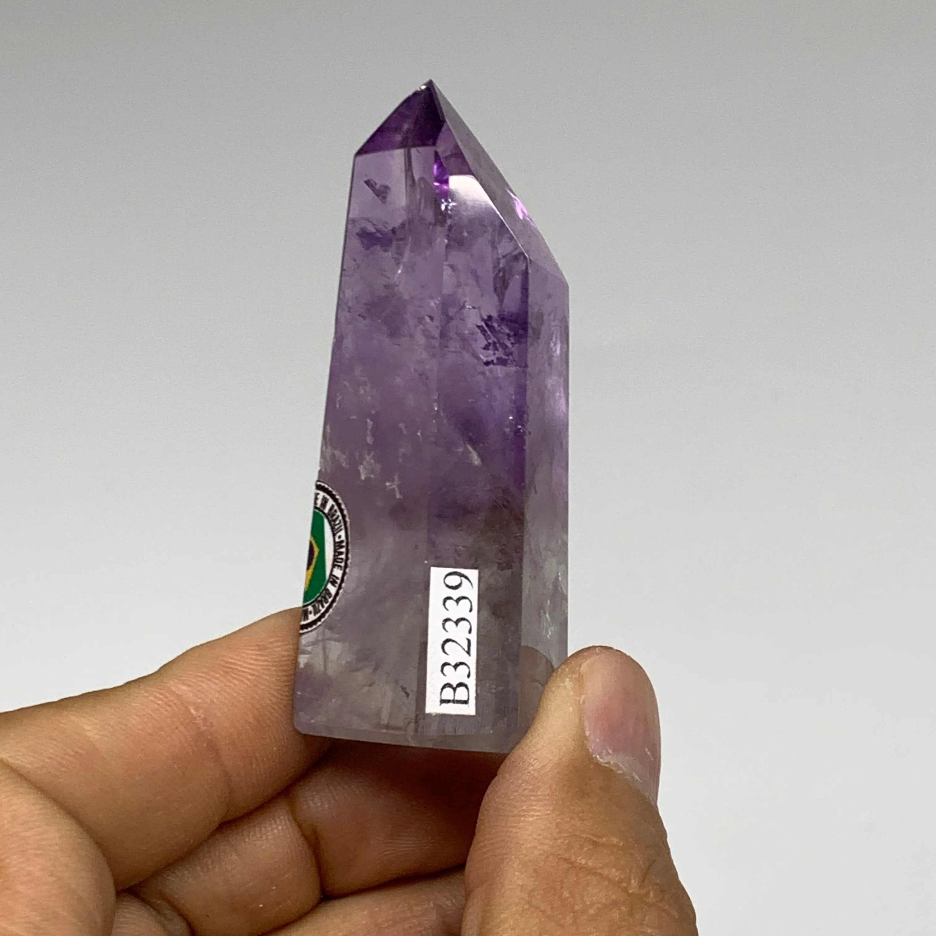 57.2g, 2.5"x1"x0.8", Natural Amethyst Tower Point Obelisk @Brazil, B32339