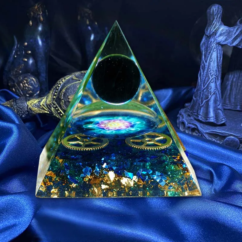60mm Handmade Pyramid Amethyst Crystal Sphere With Amethyst Natural Cristal Stone