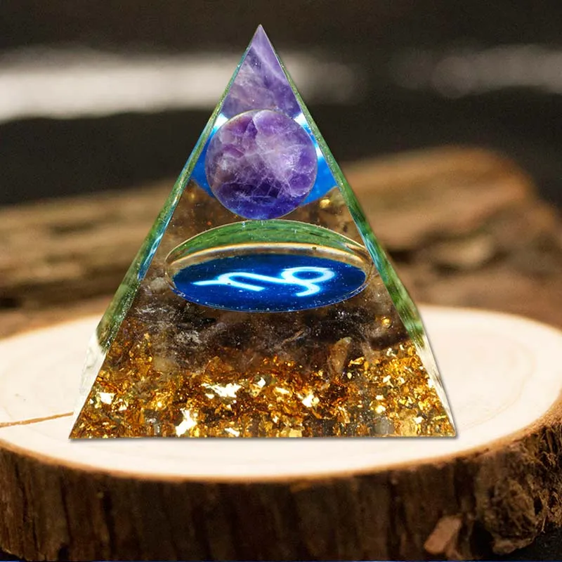 60mm Handmade Pyramid Amethyst Crystal Sphere With Amethyst Natural Cristal Stone