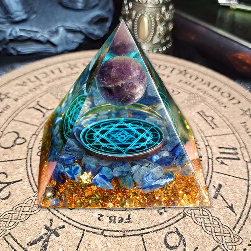 60mm Handmade Pyramid Amethyst Crystal Sphere With Amethyst Natural Cristal Stone