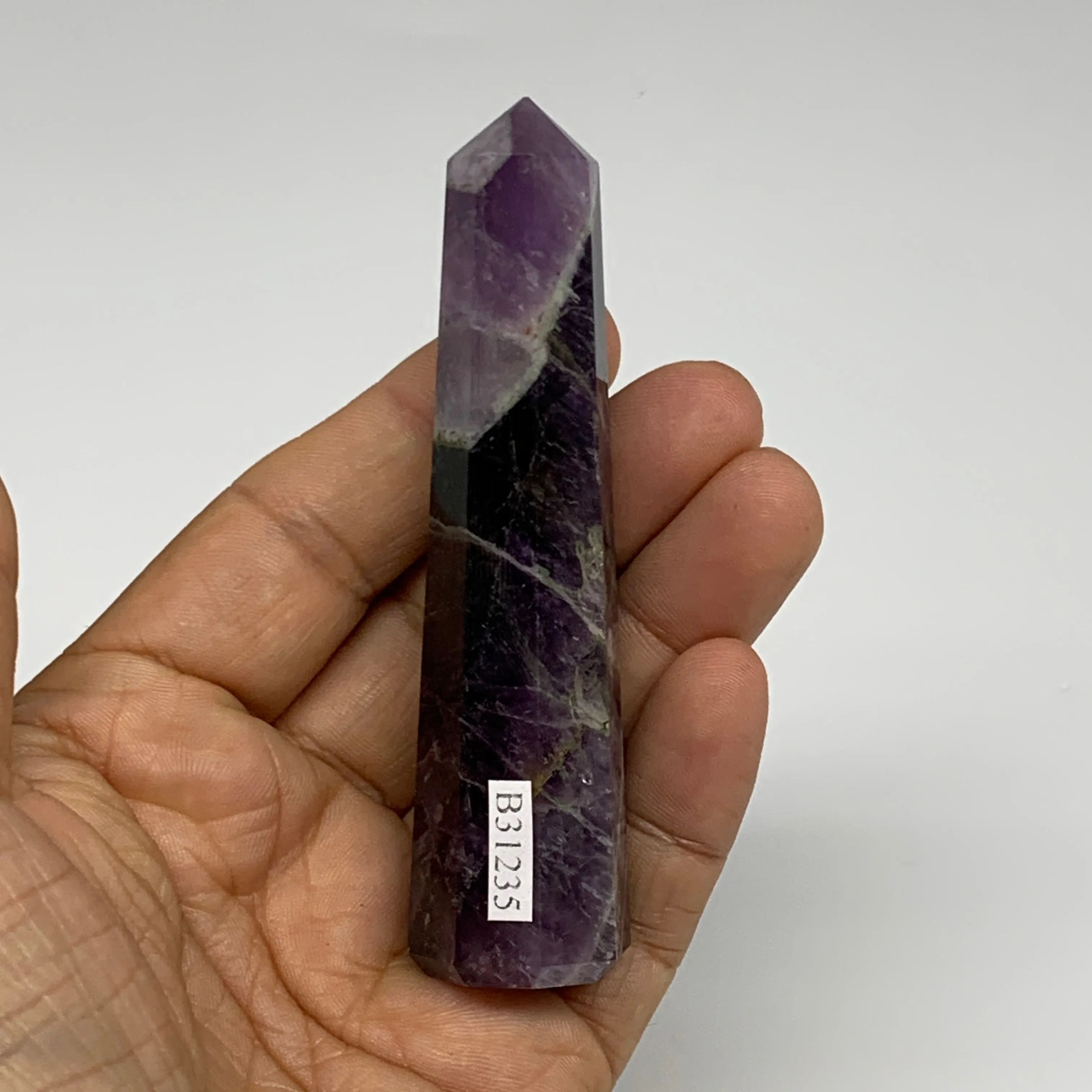 66g,  3.6"x0.8", Natural Amethyst Tower Point Obelisk @Brazil, B31235