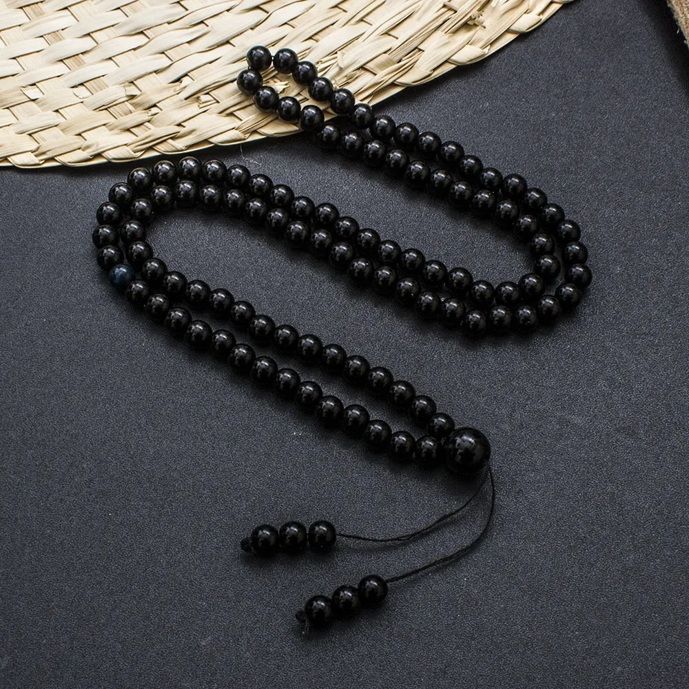 6mm Black Onyx Beaded Elastic Rope Wrap Bracelet Necklace