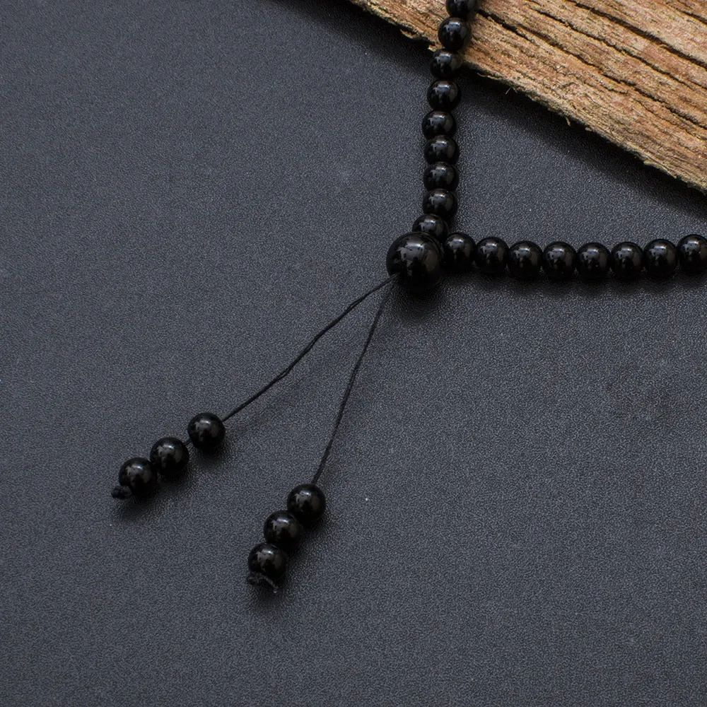 6mm Black Onyx Beaded Elastic Rope Wrap Bracelet Necklace