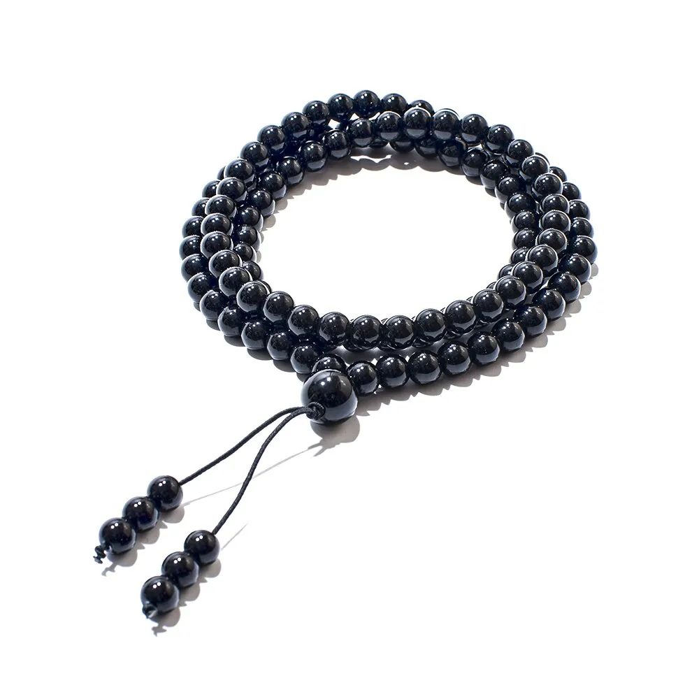 6mm Black Onyx Beaded Elastic Rope Wrap Bracelet Necklace