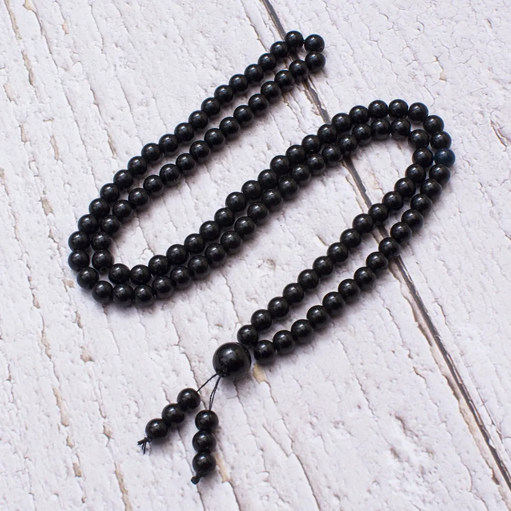 6mm Black Onyx Beaded Elastic Rope Wrap Bracelet Necklace