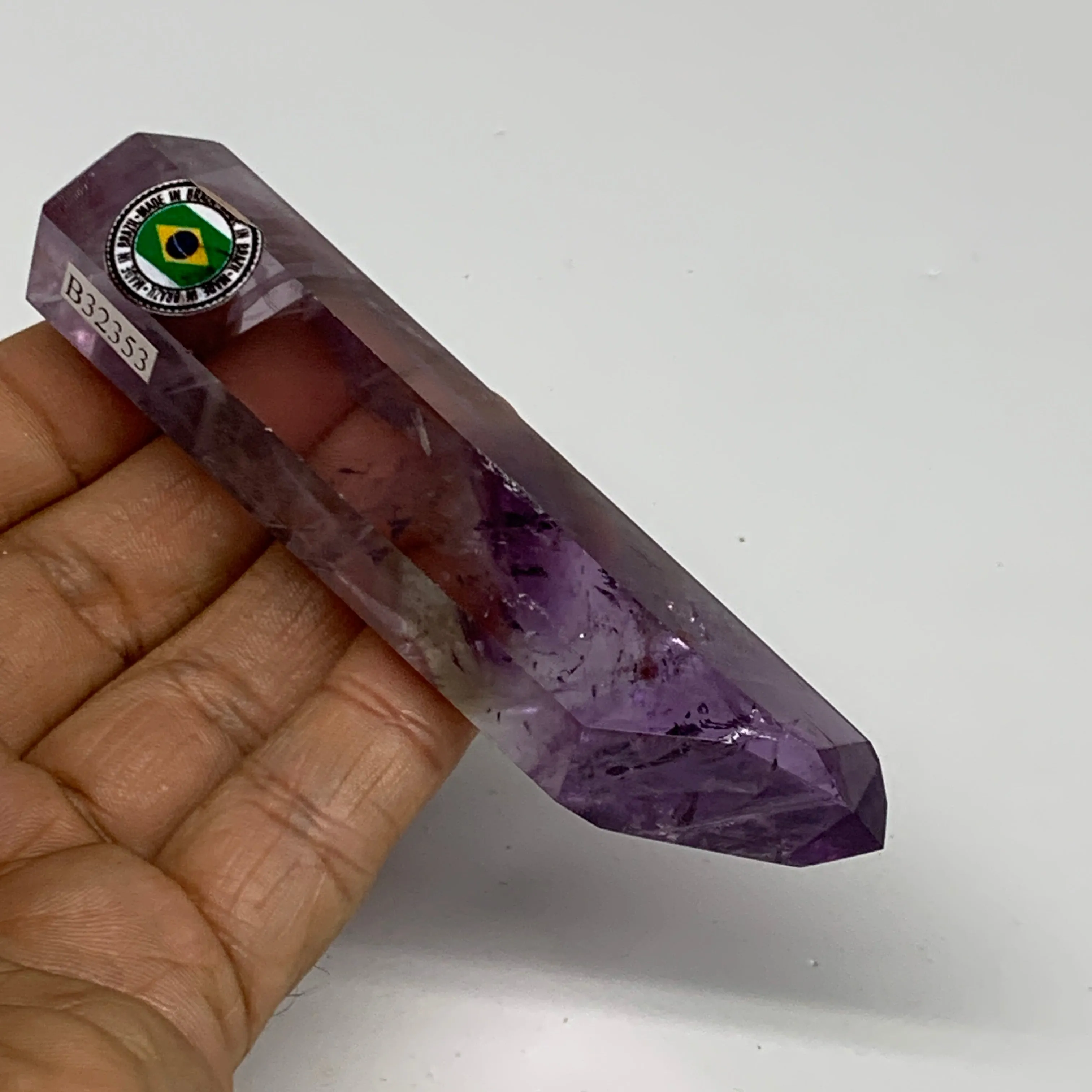 77.5g, 3.8"x1"x0.7", Natural Amethyst Tower Point Obelisk @Brazil, B32353