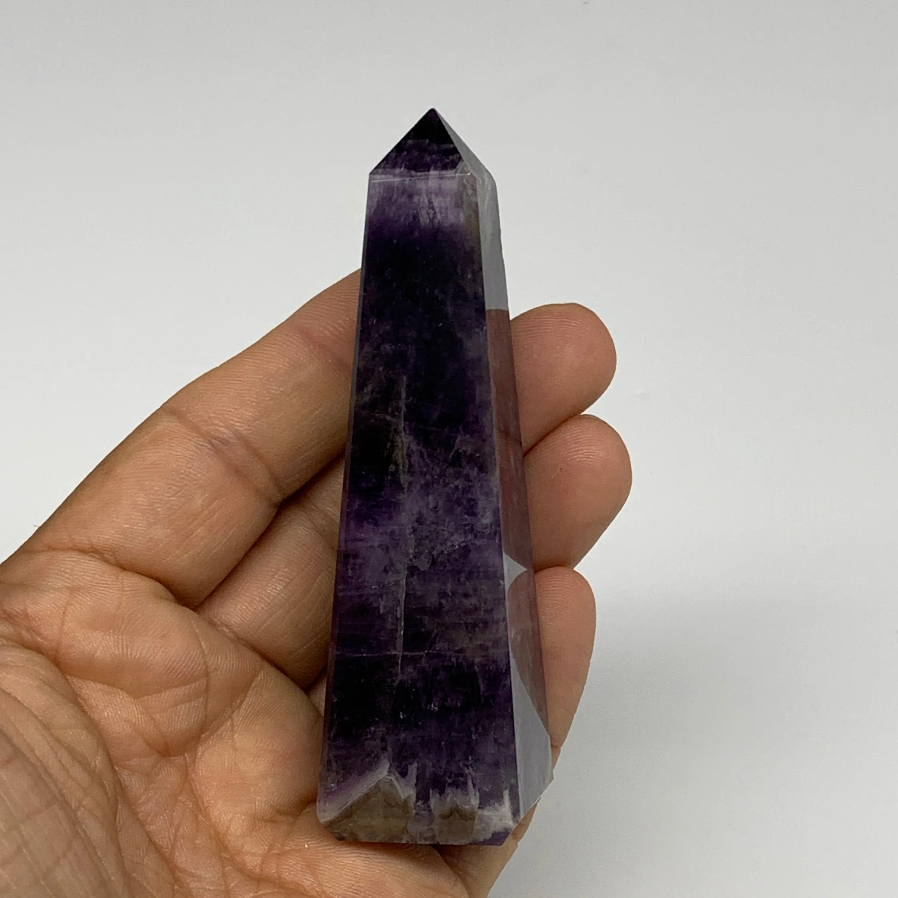 89.3g, 3.5"x1"x1" Natural Amethyst Tower Point Obelisk @Brazil, B31249