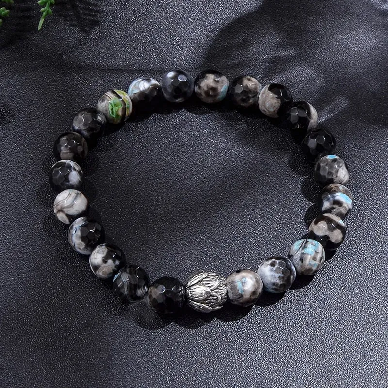 8mm Black Fire Onyx 108 Japamala Beaded Knotted Necklace