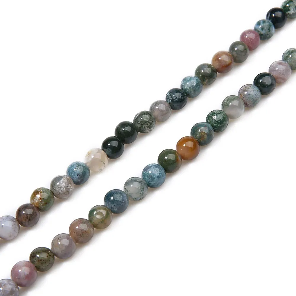 8mm Natural Indian Agate Beaded Buddha Head Necklace