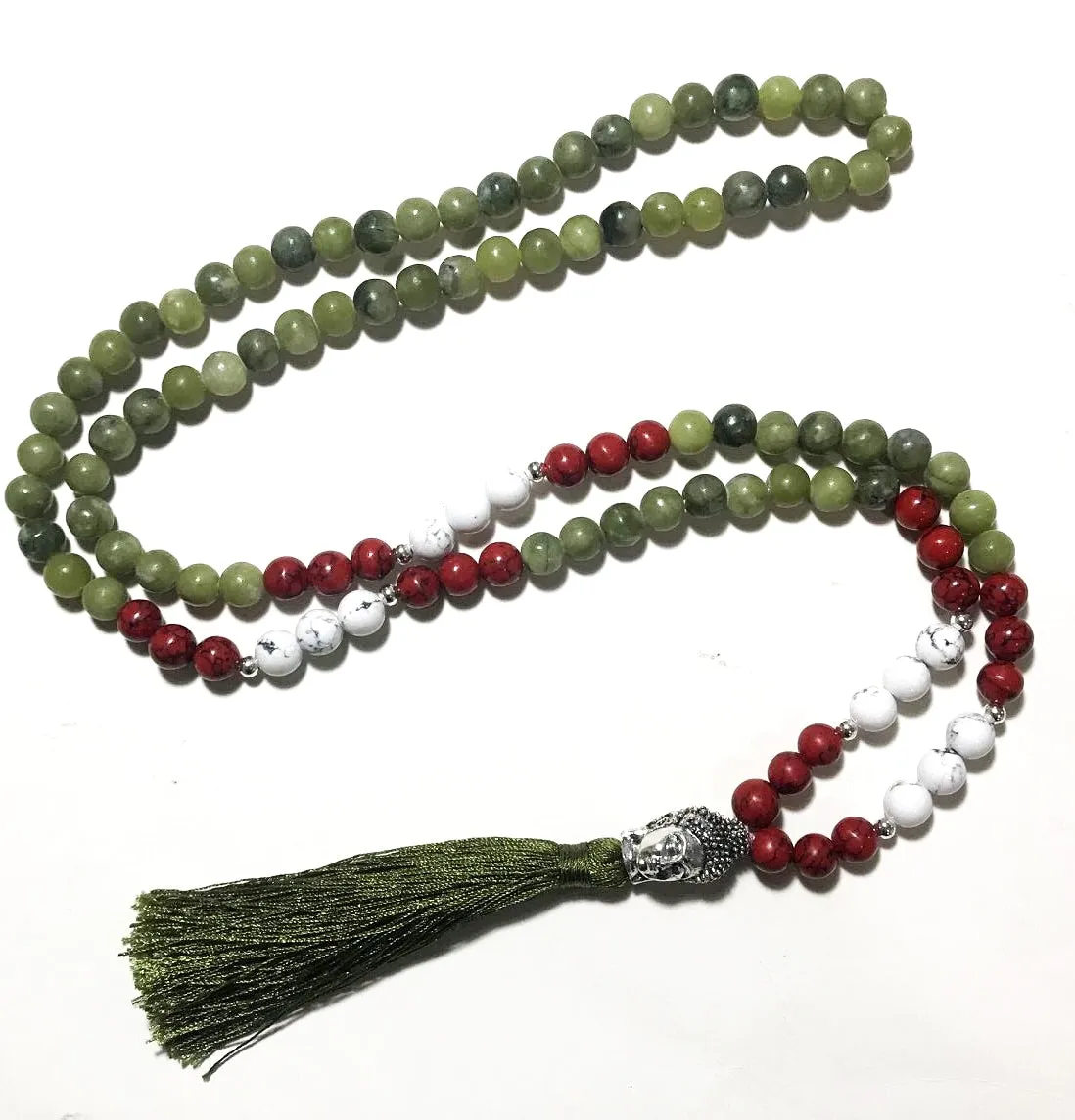 8mm Yellow Tiger Eye Howlite Southern Jade Beaded Necklace