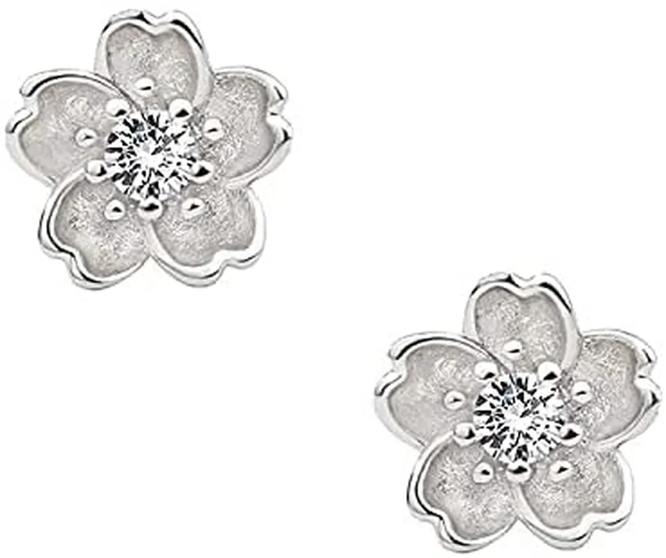 925 Sterling Silver Diamond Stud Earrings Flower stud earrings Earring for women Hypoallergenic earrings