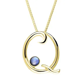 9ct Yellow Gold Moonstone Love Letters Initial Q Necklace